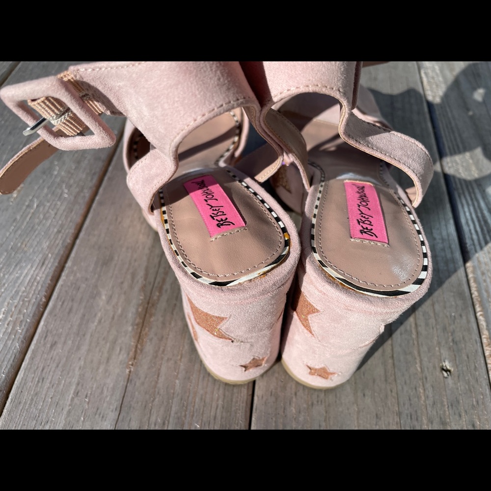 Betsey Johnson Pink Star Block Heels